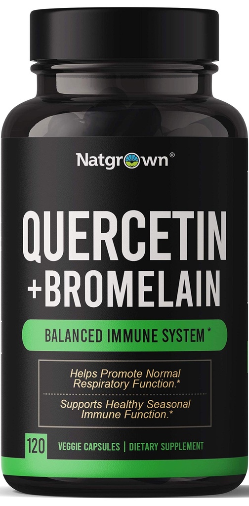 Natgrow Quercetin z kompletem Bromelain Complex - 120 kapsułek