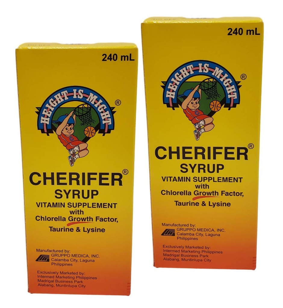 2 Cherifer Syrop Chlorella Czynnik wzrostu, Tauryna i Lyzyna 240ml Każdy