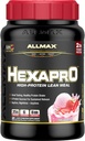 ALLMAX HEXAPRO, Truskawka - 2 lb - 25 gramów białka na serwowanie - 8-godzinne Trwałe uwolnienie - Zero cukru - 21 Służenia