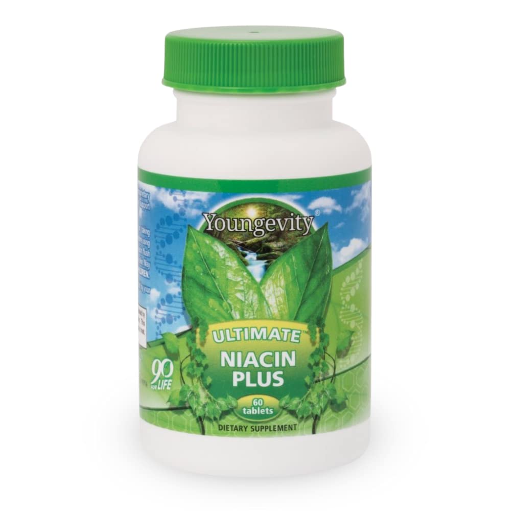 Youngevity Ultimate Niacin Plus ™ - 500 mg z Proprietary Blend of Arjuna Bark, Hawthorn Berry, & Nattokinase - 60 tabletek (opakowanie po 1)