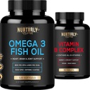 Witamina B Complex i Omega 3 Fish Oil - B Vitamin B1, B2, B3, B5, B6, B7, B9, B12 i Biotin - Fish Oil 2000mg, 800mg EPA i 600mg DHA - Energia, odporność, Joint, Mózg i Heart Health