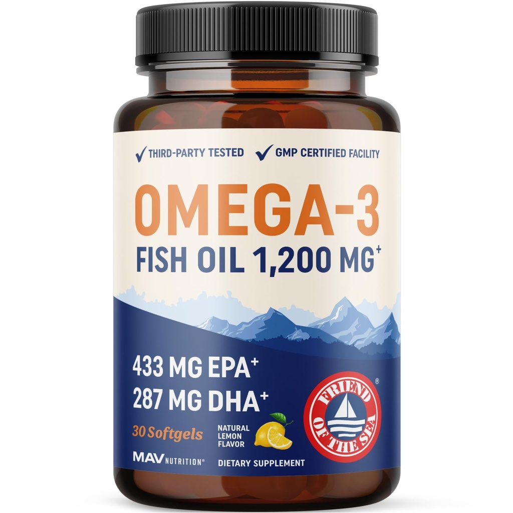 Triple Force Omega 3 Fish Oil 1200 mg Equipment 124; EPA & DHA Equipment 124; Wild Caught, Sustainable Sourced Omega-3 Fatty Acids Acids 124; Premium Burpless Fish Oil Supplements Equipment 124; Non-GMO, Third-Party Tested Equipment 124; 30 Softgels