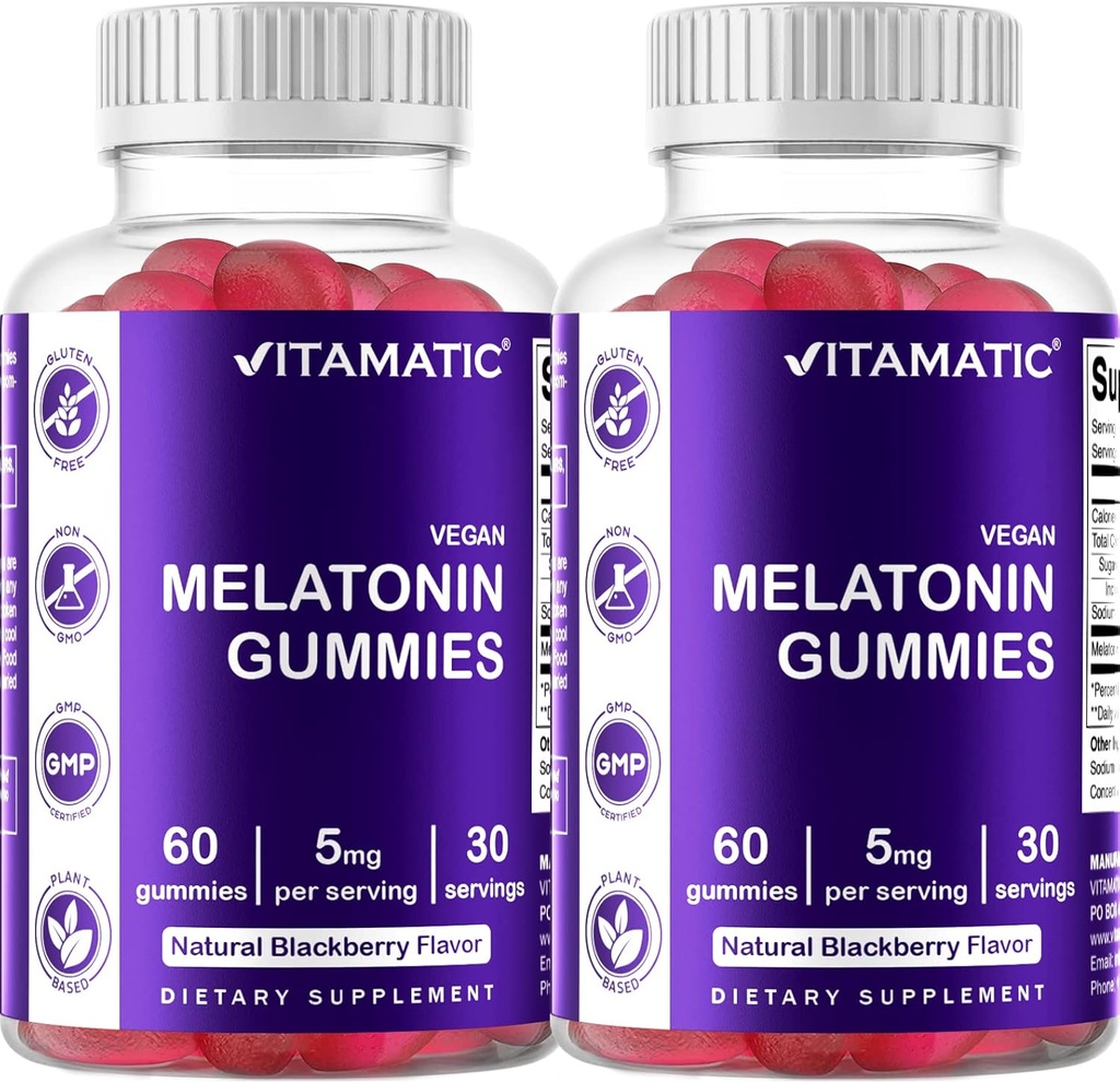 Witamiczne gumki melatoninowe - (2,5 mg 5 mg i 10 mg dawki) - 60 licz każdy - (opakowanie po 2)