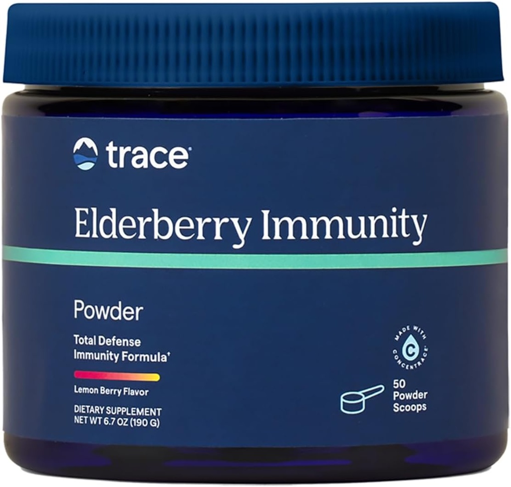 Ślad Minerały Odporność Elderberry - Suplement do Napoju dla Zdrowia z Elderberry - Suplement przeciwutleniacz do wsparcia Integralność komórek i Heart Health - Lemon Berry, 6.7 oz (50 Służenia)