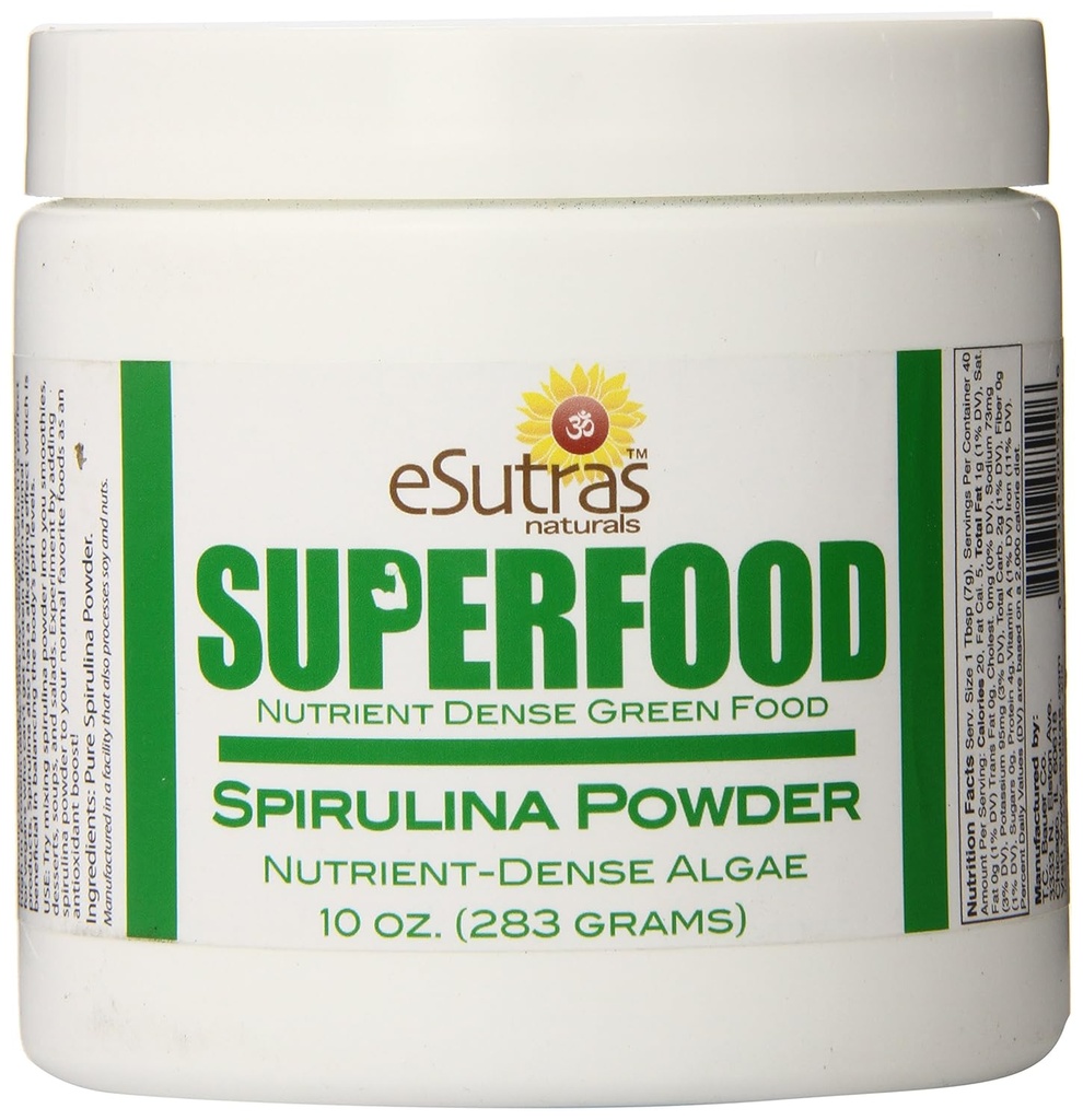 Esutras Organics Raw Spirulina, 10 unce
