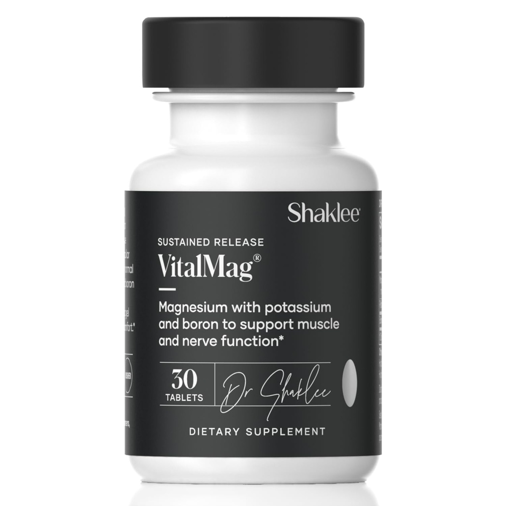 Shaklee - Trwałe zwolnienie VitalMag - Suplement magnezu do Nerve, Muscle i Heart Health - Potasu i Mieszanki Boronu - Wspiera zdrowie układu krążenia - Łatwa trawienie - 30 tabletek