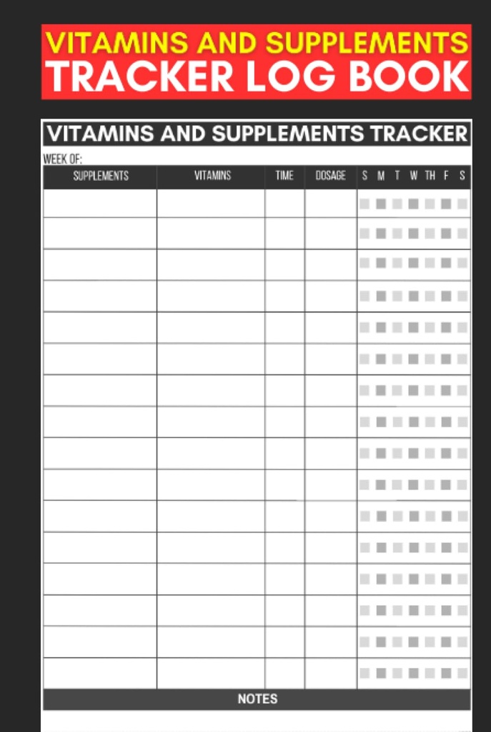 Vitaminy i suplementy Tracker Log Book: Cute Record Book prezent dla pielęgniarek, Opiekunowie i Strażnicy do toru suplementów i spożycia witaminy