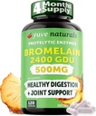 Yuve High Potency Bromelain 500mg 2400GDU Digestive Enzymes - Gut & Joint Health from Ananas - Pomaga spożywać białka - Plant- Based, Non-GMO, 3. strona Tested - 120 Kapsułki