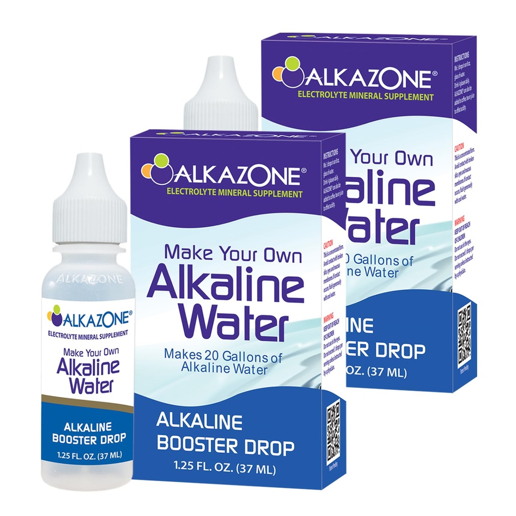 ALKAZONE Make Your Own Alkaline Water - Alkaline Booster Drop 1.25 oz (2 opakowania)
