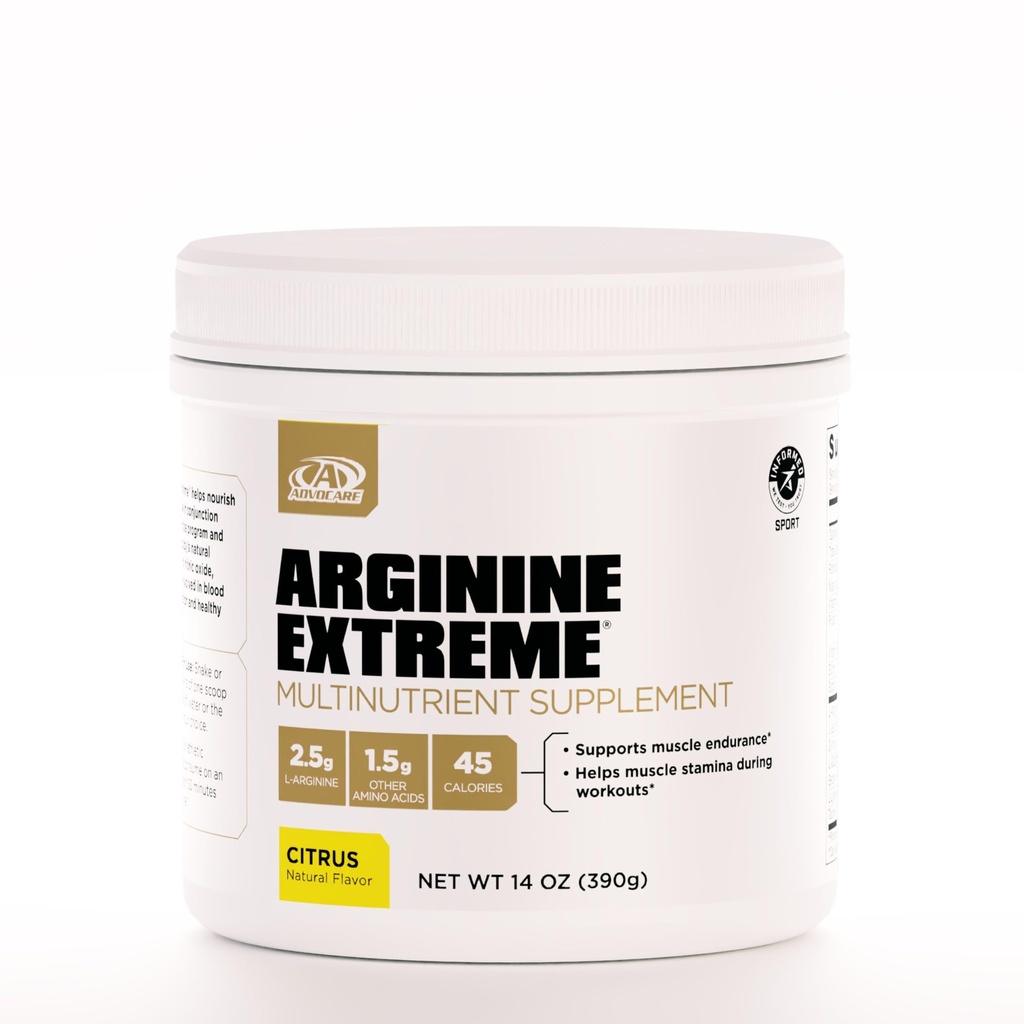 AdvoCare Arginine Extreme Multinutrient Supplement - Pre- Workout Amino Acids Supplement - Supports Stamina & Endurance * - Zawiera witaminę B- 12, L- Arginine & More - Citrus, 14 oz