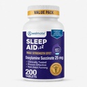 WELMATE - Nighttime Sleep Aid - Doksylamina Sukcynat 25 mg - dla dorosłych i dzieci 12 + - 200 tabletek