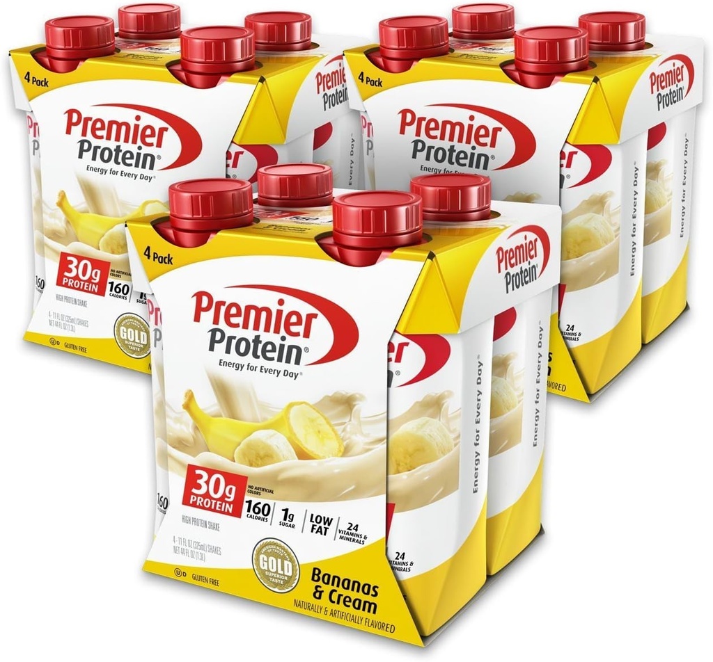Premier Protein iiEjNj 30g Protein Shake, 11 fl oz Bottle, Banana 12 Count (2 opakowania)