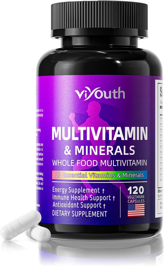 Multivitamin dla kobiet i mężczyzn, Serving 13 Witaminy zasadnicze, 9 Minerały, Ashwagandha i Cholina, Pomaga zwiększyć odporność, Utrzymanie witalności i poprawy zdrowia skóry, 120 Kapsułki