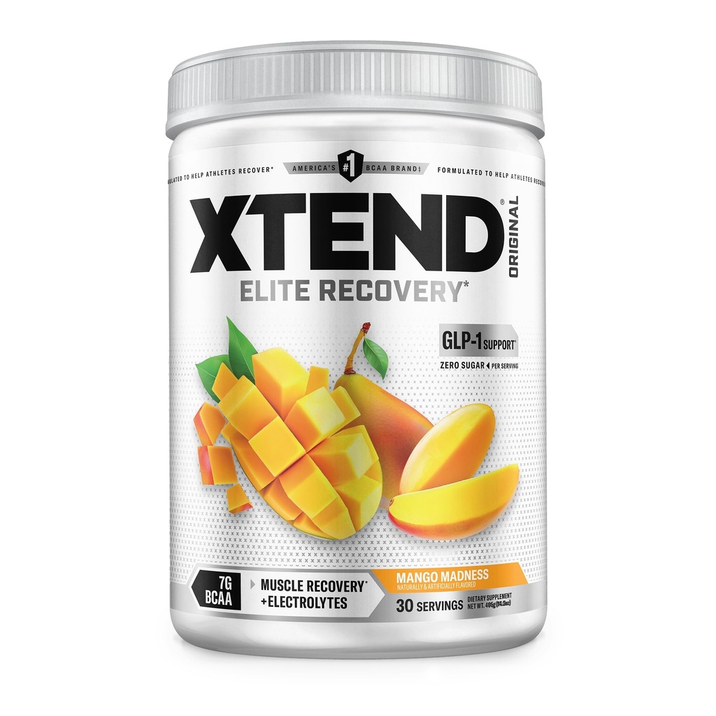Xtend Original BCAA Powder, 7g BCAA i 2,5g L- Glutamina do nawadniania mięśni i lean Muscle, Sugar Free Intra and Post Workout Drink with Electrolytes, Mango Madness, 30 Servings