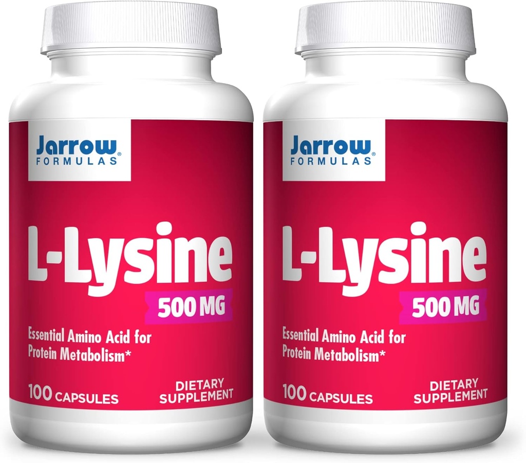 Jarrow Fixas L- Lysine, Assists in Protein Metabolizm, 500 Mg, 100 Count (opakowanie po 2)