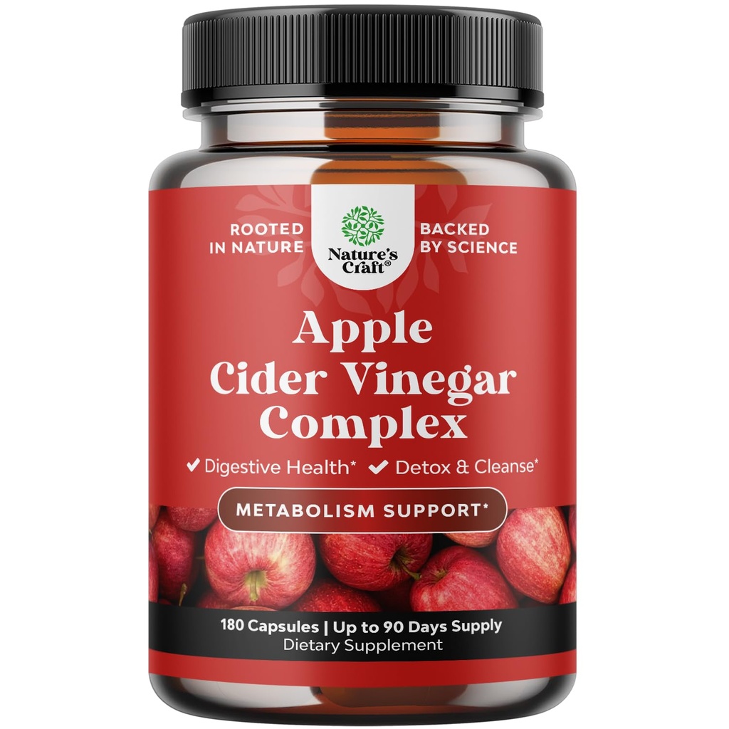 Oczyszczanie Jabłka Cider kapsułki ocet - ACV Deep Cleanse i Detox Pills for Gut and Digestive Health with Slimming Cayenne - Dodatkowa siła ACV for Hunger Gut Cleanse and Full Body Detox 180 Count
