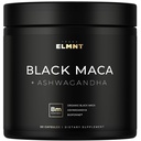 ELMNT 40,000mg 40x Siła Organic Black Maca Root w. Ashwagandha - # 1 Najwyższa Moc Black Maca Korzeń Kapsułki dla mężczyzn Suplement 40: 1 Ekstrakt - 100% Czysty Maca Peruana Maca w proszku Tabletki żelatynizowane