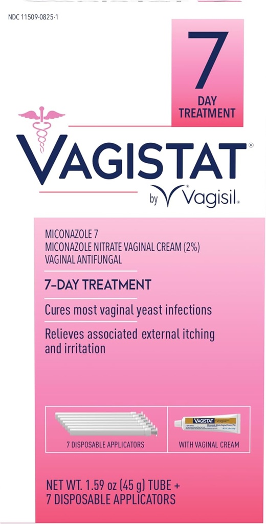 Vagisil Vagistat 7 dni Leczenie drożdży dla kobiet, Pomaga złagodzić zewnętrzne swędzenie i podrażnienie, Zawiera 2% Zewnętrzny Miconazole azotan krem & 7