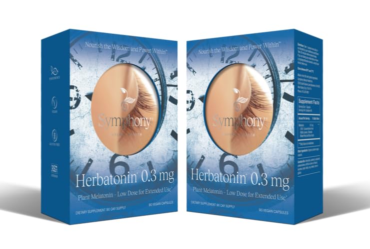 Herbatonin ® 0, 3 mg - Pierwszy na bazie plantatora, Naturalny suplement melatoninowy (Phyto- Melatonina) - Niska dawka Sleep Aid, Wspiera Rhythm & Cellular Health - 180 Kapsułki (180 Day Supply)