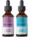 Zestaw ziołowych kropli ziołowych HERBAMAMA - zestaw ekstraktów z mleka i Ashwagandha Root Tincture 2 fl oz - Wegan, Non-GMO, Cukier i Alkohol - 2 opakowania