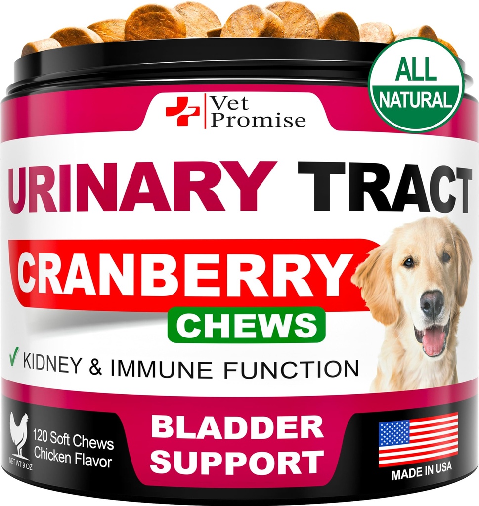 Leczenie psów UTI - Suplement żurawinowy dla psów UTI - Kontrola pęcherza - Medycyna leczenia trakcji moczowej - Suplement żurawiny Witaminy Multivitamin Chews - Made in USA