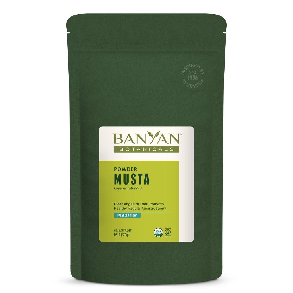 Banyan Botanicals Musta Powder - Organic Cyperus Rotundus - Natural Ayurvedic Herbal Menstruation Supplement - Liver Health Supplement and Disease Aid * - ½ lb. - Non-GMO Sustainable Sourced Vegan