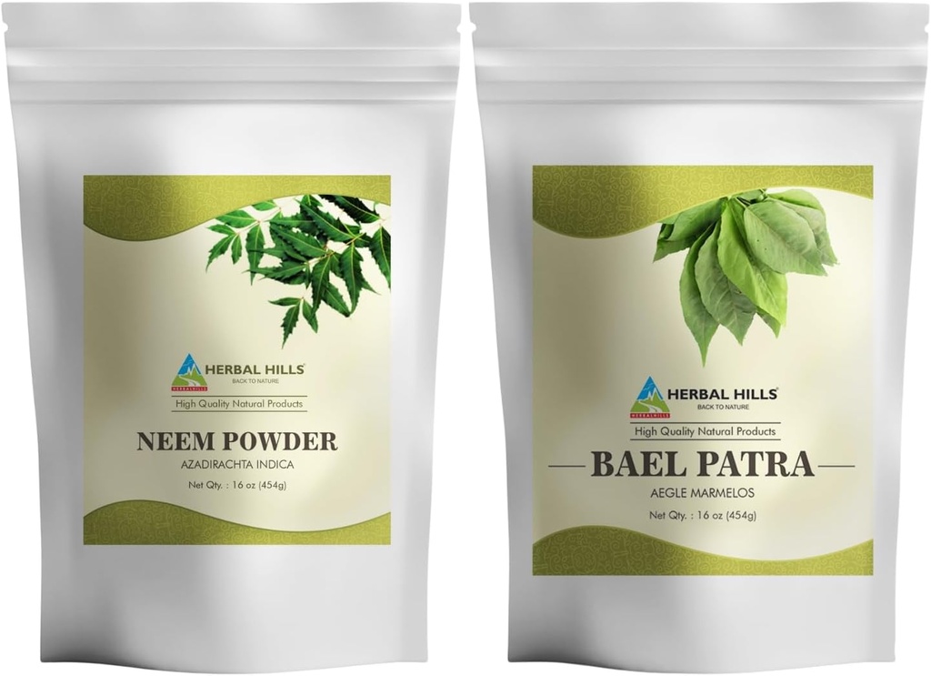 HERBAL HILLS Neem Leaf Powder i Bilva Bael Leaf Powder Pack po 2 Combo
