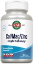 KAL Cal / Mag / cynku 124; 1000mg wapnia, 400mg magnezu i 15 mg cynku 124; kość, mięśnie, serce i wsparcie immunologiczne 124; 100ct, 33 Serv