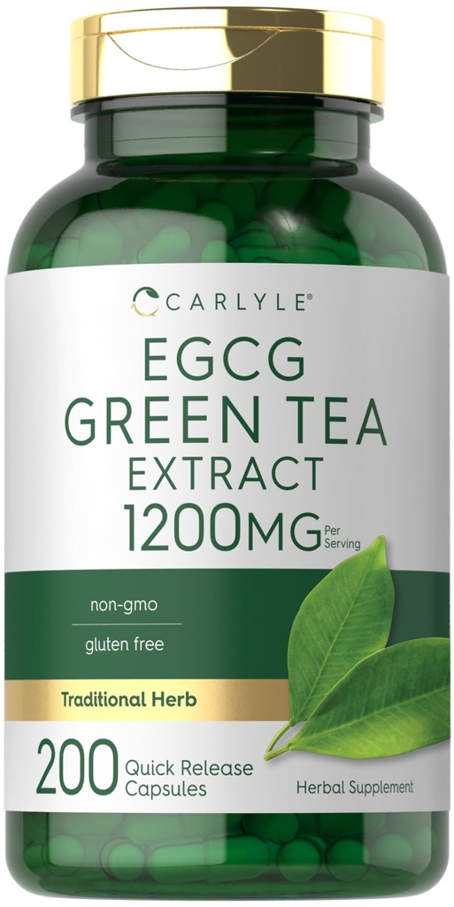 Carlyle EGCG Green Tea Extract Supplement Agregat 124; 1200mg Agregat 124; 200 Kapsułek Agregat 124; Non- GMO i Gluten Free