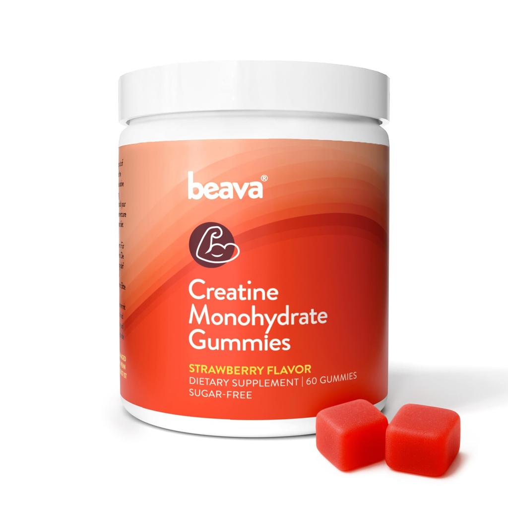 Kreatywna jednowodzian Gummies - 30 Służenia - Wegańskie Pożucia Kreatywne dla Muscle Growth, Odzysk Mięśnie, Odzysk Odzyskiwania, Endurancja beztlenowa - No Loading Faza - No Bloating - Truskawka - Niski cukier
