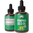 Olej z nasion dyni. USDA Organic Vegan Liquid Drops Extract dla kobiet i mężczyzn. Suplement do wzrostu włosów, Zdrowie skóry, UT, Wsparcie prostaty. Zero Sugar, Gluten Free.