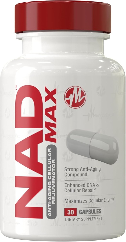 Metaboliczny Nutrition NAD MAX 350mg Anti-Aging Odmładzacz komórkowy, Wspiera energię komórkową i Mitochondrialne funkcji, 30 Day Supply