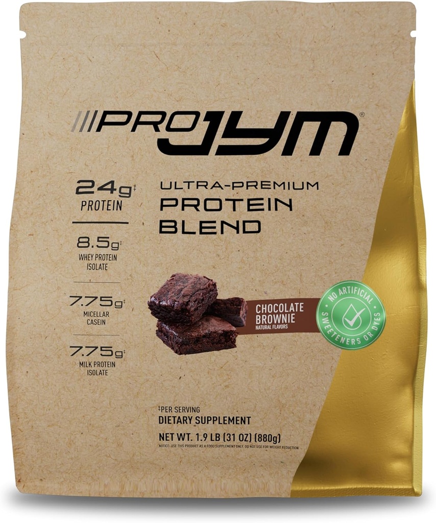 JYM Supplement Science Pro JYM Natural Chocolate Brownie Protein Powder Blend - Whey Protein Isolate, Casein, & Milk Protein Isolate, for Men & Women Recovery Shakes, 22 Servings