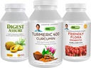 ANDREW LESSMAN 3 Product Digestive Bundle - 30 Kapsułki Każdy z Turmeric 400 Curcumin, Digest Assure & Ultimate Friendly Flora. Wsparcie i Wzmocnienie Zdrowych Procesów Trawiennych.