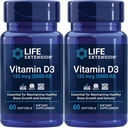 Life Extension Witamina D3 125 Mcg (5000 Iu) - Promotes Bone Health, Brain Health and Immune Function - Non-GMO - Gluten- Free - Two Pack - 2 x 60 Softgels