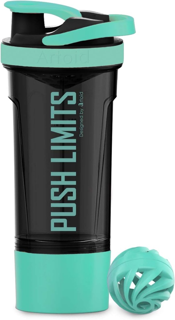 Tryb Artoid 24- Ounce butelka shaker protein, podwójna technologia mieszania, BPA Free, Aqua Green / Black