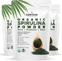 Ziemskie Koło Organizmy Spirulina proszek, Kosher, Surowy i nienapromieniowany 124; Czyste białko wegańskie 124; Premium Superfood, Wysoka w aminokwasach i przeciwutleniacze - 4 unce (3 opakowania)