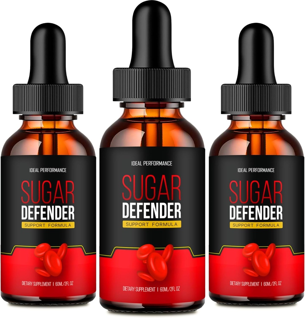 IDEAL Performance Sugar Defender Drops, Sugar Defender Supplement Liquid Drops - maksymalna moc, SugarDefender Health and Wellness All Natural Formula, SugarDefender Liquid Reviews (3 Pack)