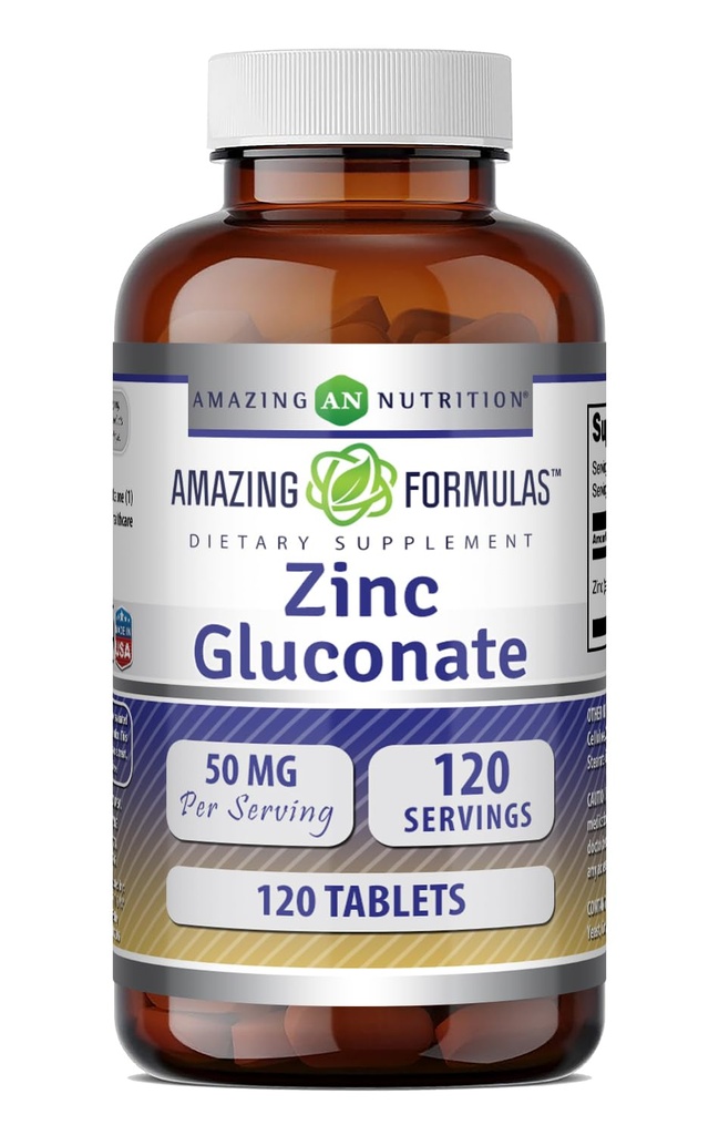 Amazing Supplement Glukonian cynku 124; 50 Mg Per Serving Budapest 124; Tablety 124; Non-GMO Budapest 124; Glukonian wolny od glutenu 124; Made in USA (120 Count)