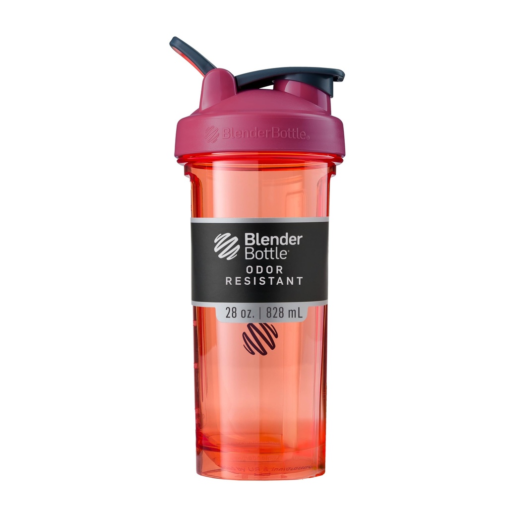 BlenderBottle Shaker Butelka Pro Series Perfect for Protein Shakes and Pre Workout, 28- Ounce, Full- Color Coral
