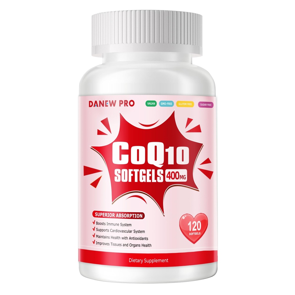 CoQ10- 400mg- Softgels z PQQ, BioPerine & Omega-3, Koenzym Q10 (Ubichinon) Suplement do Wysokoabsorpcji, Powerful- Przeciwutleniacz, Wsparcie Heart & Energy-Production, 120 Służenie