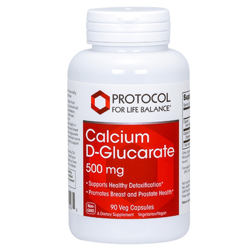 PROTOKÓŁ ŻYCIA BALANCE D- Glukaran wapnia - 500 mg Glukaran wapnia D - Detox Support - dla zdrowia piersi i gruczołu krokowego - Non-GMO & Dairy Free - 90 Veg Caps