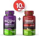 ORZAX Mleko Thistle Plus 120 Kapsułki wegetatywne i Premium Ginseng 120 Kapsułki wegetatywne, Bundle