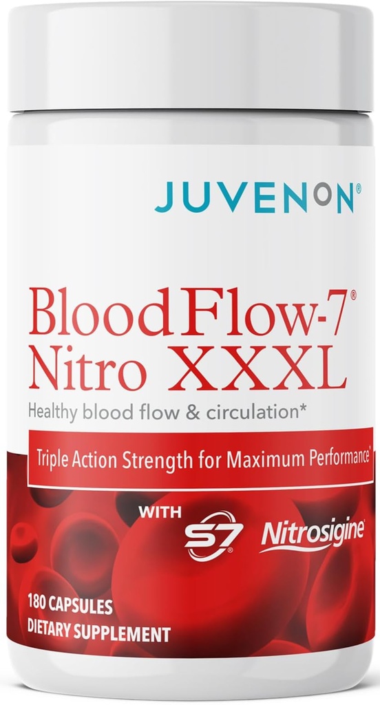 Juvenon BloodFlower- 7 Suplement tlenku azotu z nitrosiginą - Ulepszona formuła dla maksymalnej absorpcji - Booster cyrkulacji, Ciśnienie krwi, Wsparcie Cholesterolu (180 Liczba (Opakowanie 1))