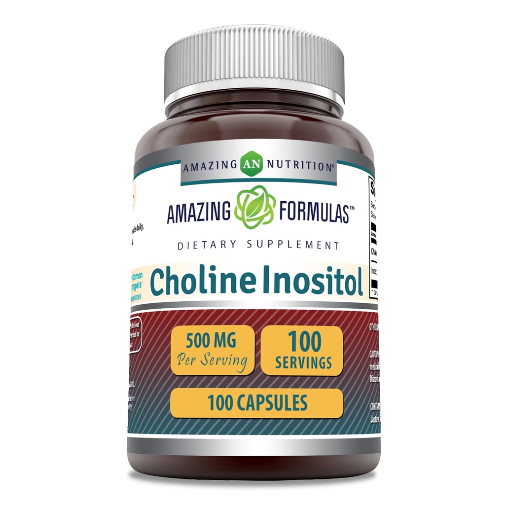Amazing Supples Choline & Inositol 500 Mg Supplement Equipment 124; Kapsułki Equipment 124; Non-GMO Equipment 124; Gluten- Free Equipment 124; Made in USA (1 Pack Equipment 124; 100 Count)