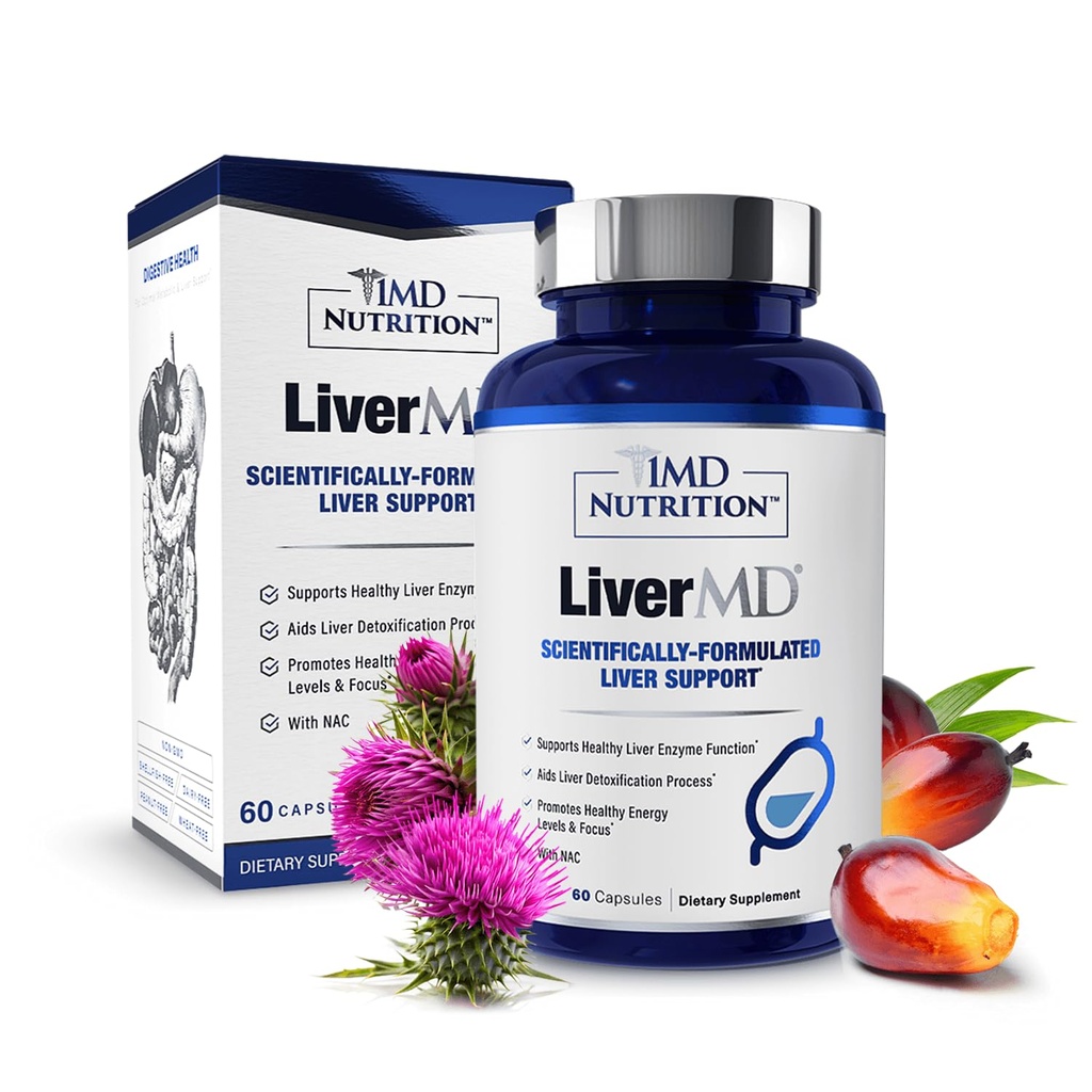1MD Nutrition IMD - Suplement do Podtrzymania Wątroby ASTM 124; Silifos Milk Thistle Extract & NAC - Wspiera zdrową energię, odporność i ogólny stan zdrowia - Wątroba Czyszczenie i Wsparcie 124; 60 Kapsułki
