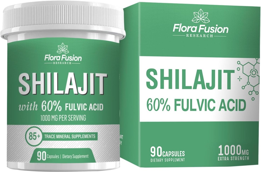 SHILAJIT kapsułki 1000mg - Himalayan Shilajit z kwasem Fulvic - Shilajit Suplement z ekstraktów ziołowych - Shilajit Suplement Capsules- Shilajit dla mężczyzn i kobiet - 90 Kapsułki