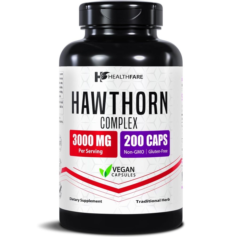 Ekstrakt suplementu Hawthorn Berry 3000mg do 124; Ekstrakt Extra Siła Herbal Formuła do 124; 200 Kapsułki wegańskie do 124; Wspiera Serce & Circulative Health Advanced 124; Non-GMO, Gluten- Free Advanced 124; Made in USA