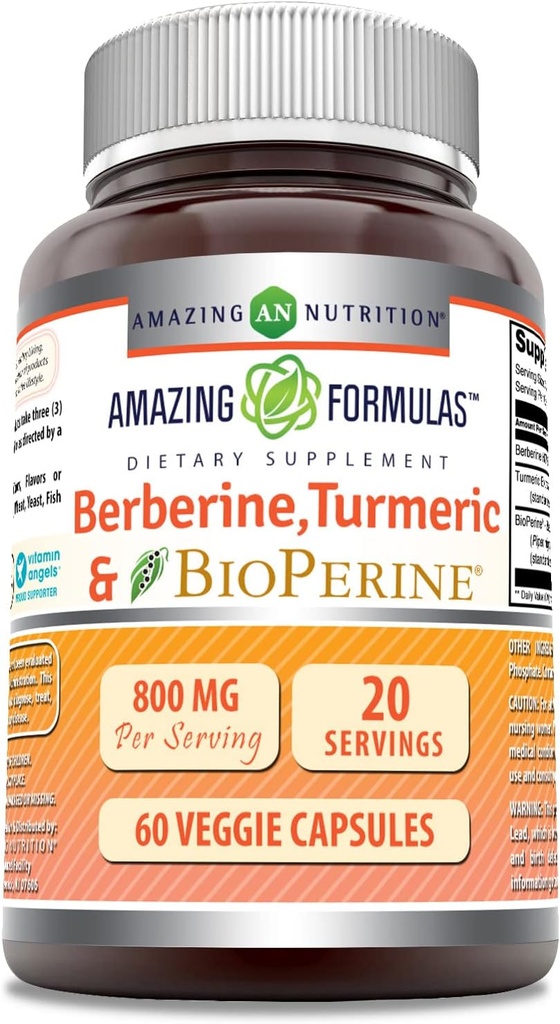 Amazing Building Berberine Turmeric & Bioperine 800mg Per Serving 60 Veggie Capsules Supplement Building 124; Non GMO Building 124; Gluten Free Building 124; Made in USA Building 124; Ideal for Vegetarian