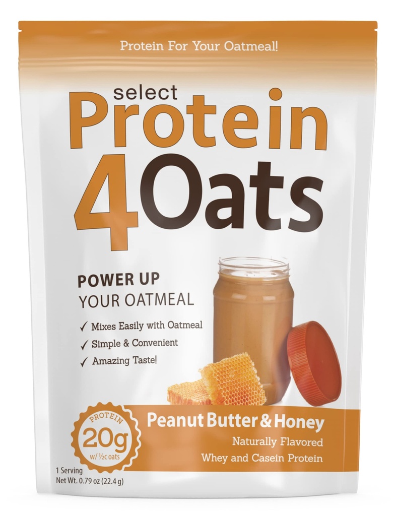 Pescience Protein4Oats, Proszek proteinowy, aby niesamowite degustacja białka owsianka, z serwatką i kazeiną, Gluten Free, Masło orzechowe i miód, 12 Służenie